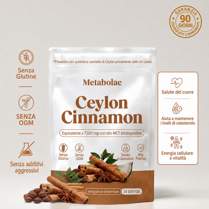 Cannella di Ceylon 7200 mg con olio MCT