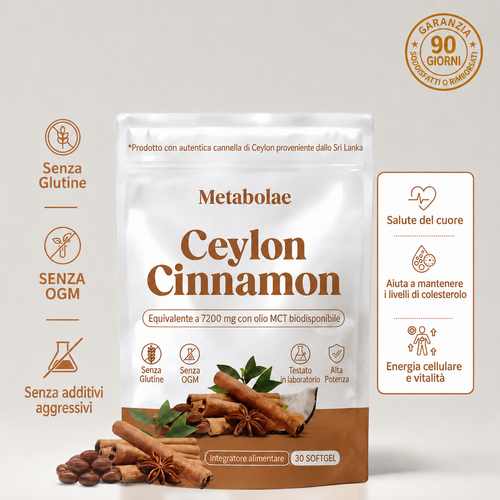 Cannella di Ceylon 7200 mg con olio MCT